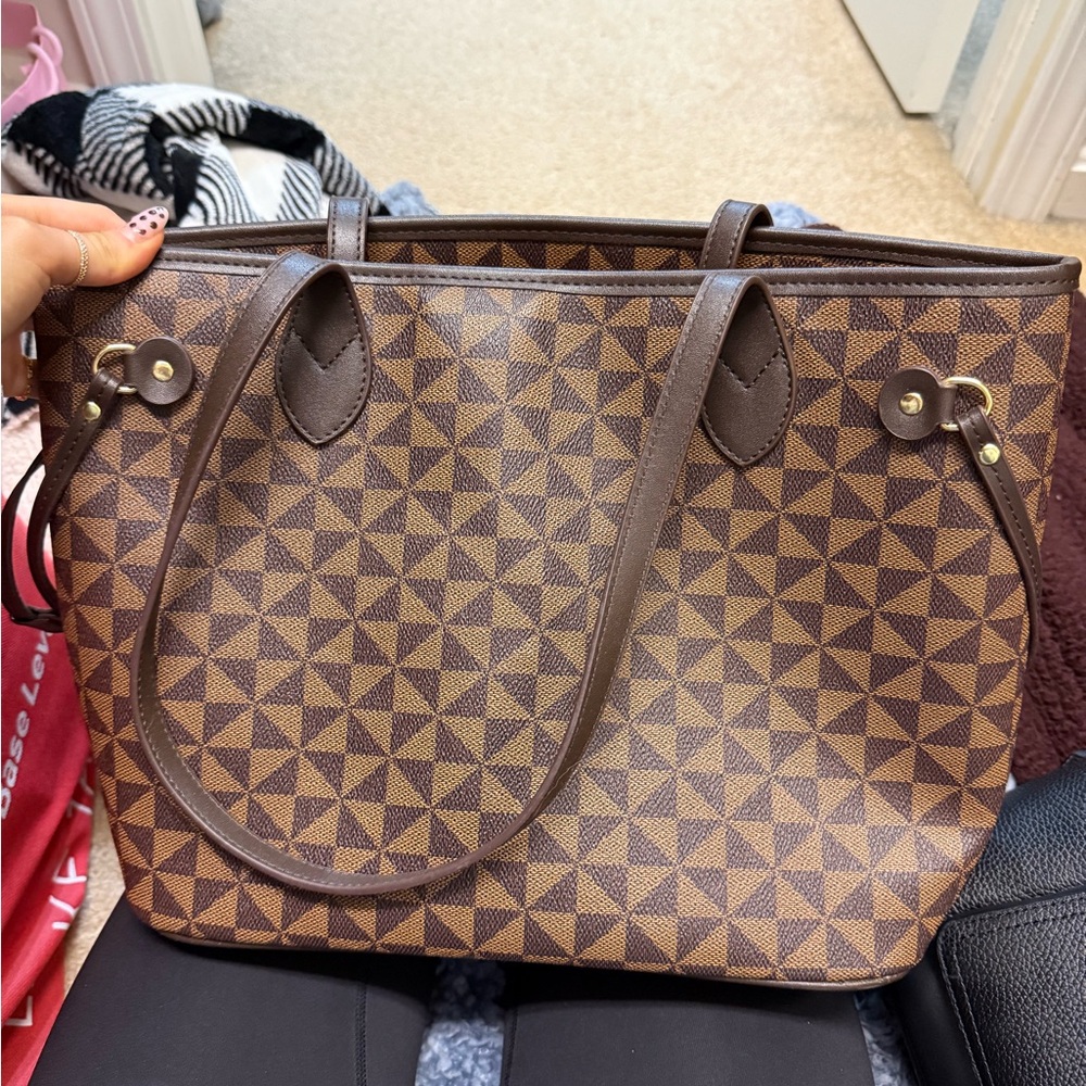Geometric Brown Tote Bag Purse